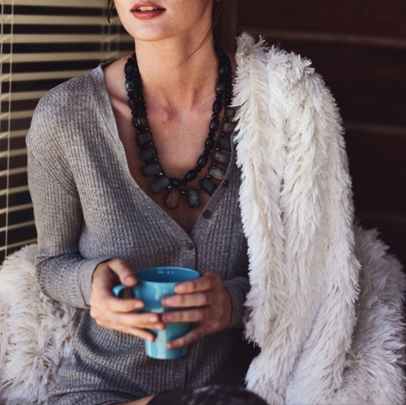 C&C California grey waffle knit henley top - Picture 7 of 7